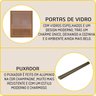 Cozinha Modulada Paneleiro Nicho Forno Aéreo 2 Portas 120cm e Cristaleira 4 Portas com Vidros Reflecta Balcão com Tampo 120cm Completa 6 Peças Madri - 6