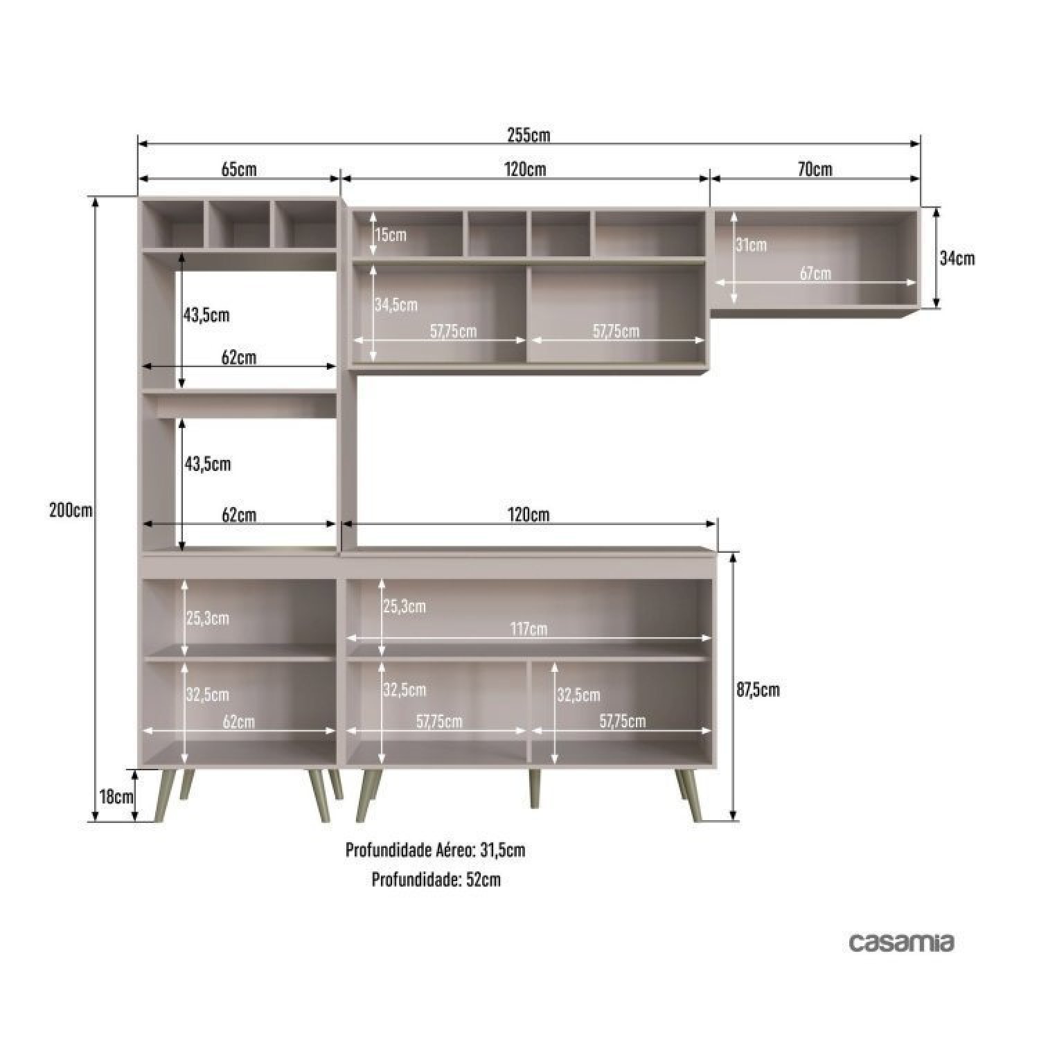 Cozinha Compacta 4 Peças 7 Portas 2 Nichos para Forno One Gralar - 5