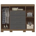 Ver imagem 2 de Guarda Roupa Casal Master New 8 Portas 4 Gavetas MDP Cômoda Havana Jatobá Grafite Acetinado Santos