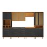 Cozinha Modulada Paneleiro 4 Portas com Nicho Forno Aéreo 2 Portas 120cm com Vidros Reflecta Balcão para Pia Sem Tampo Completa 6 Peças Madri - 3