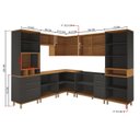 Ver imagem 4 de Cozinha Modulada de Canto Reto Paneleiro Nicho Forno  Aéreo 2 Portas 120cm Cristaleira 4 Portas Vidros Reflecta Balcão para Pia Sem Tampo 120cm Completa 8 Peças Madri