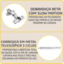Ver imagem 5 de Cozinha Modulada de Canto Reto Paneleiro Nicho Forno  Aéreo 2 Portas 120cm Cristaleira 4 Portas Vidros Reflecta Balcão para Pia Sem Tampo 120cm Completa 8 Peças Madri