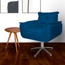 Ver imagem 3 de Jogo 2 Poltronas Estofada Consultório Base Giratória de Metal Opala Suede Azul Royal - LM DECOR