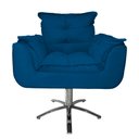 Ver imagem 1 de Jogo 2 Poltronas Estofada Consultório Base Giratória de Metal Opala Suede Azul Royal - LM DECOR