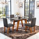 Ver imagem 1 de Sala de Jantar 130x90 Mavie Mdf/vidro Grafite 4 Cad Veludo Chumbo