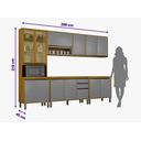 Ver imagem 2 de Cozinha Eduarda 5 Peças Portas Reflecta com LED - CHF Móveis:Cinamomo/Cinza
