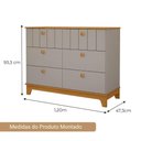 Ver imagem 3 de Cômoda Infantil 6 Portas Mdf Puxadores Madeira Maçica Biscoito Permobili Fendi/nature