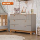 Ver imagem 2 de Cômoda Infantil 6 Portas Mdf Puxadores Madeira Maçica Biscoito Permobili Fendi/nature