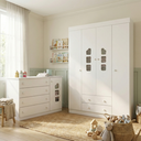 Ver imagem 1 de Quarto Infantil Guarda-Roupa 4 Portas e Cômoda 4 Gavetas 100% MDF Lívia Branco