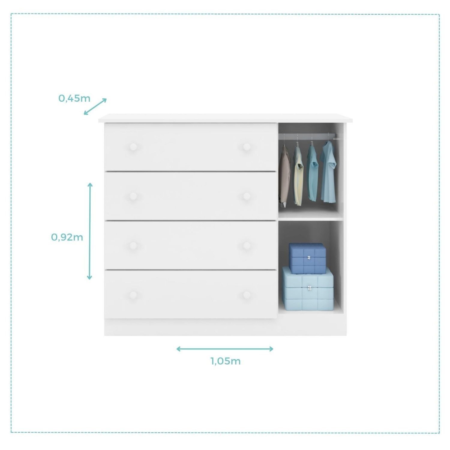 Quarto Infantil com Guarda Roupas e Cômoda Lívia Phoenix Baby - 4