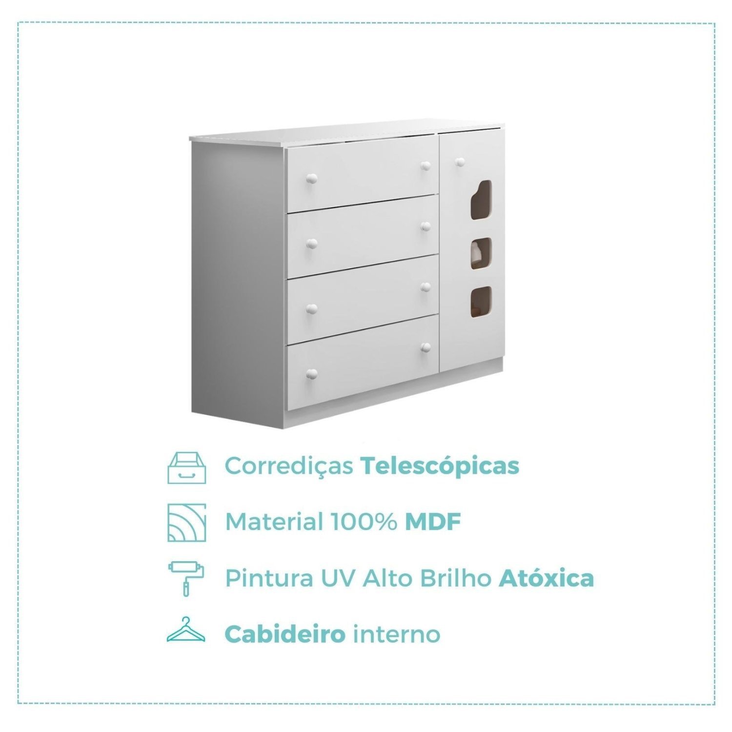 Quarto Infantil com Guarda Roupas e Cômoda Lívia Phoenix Baby - 8