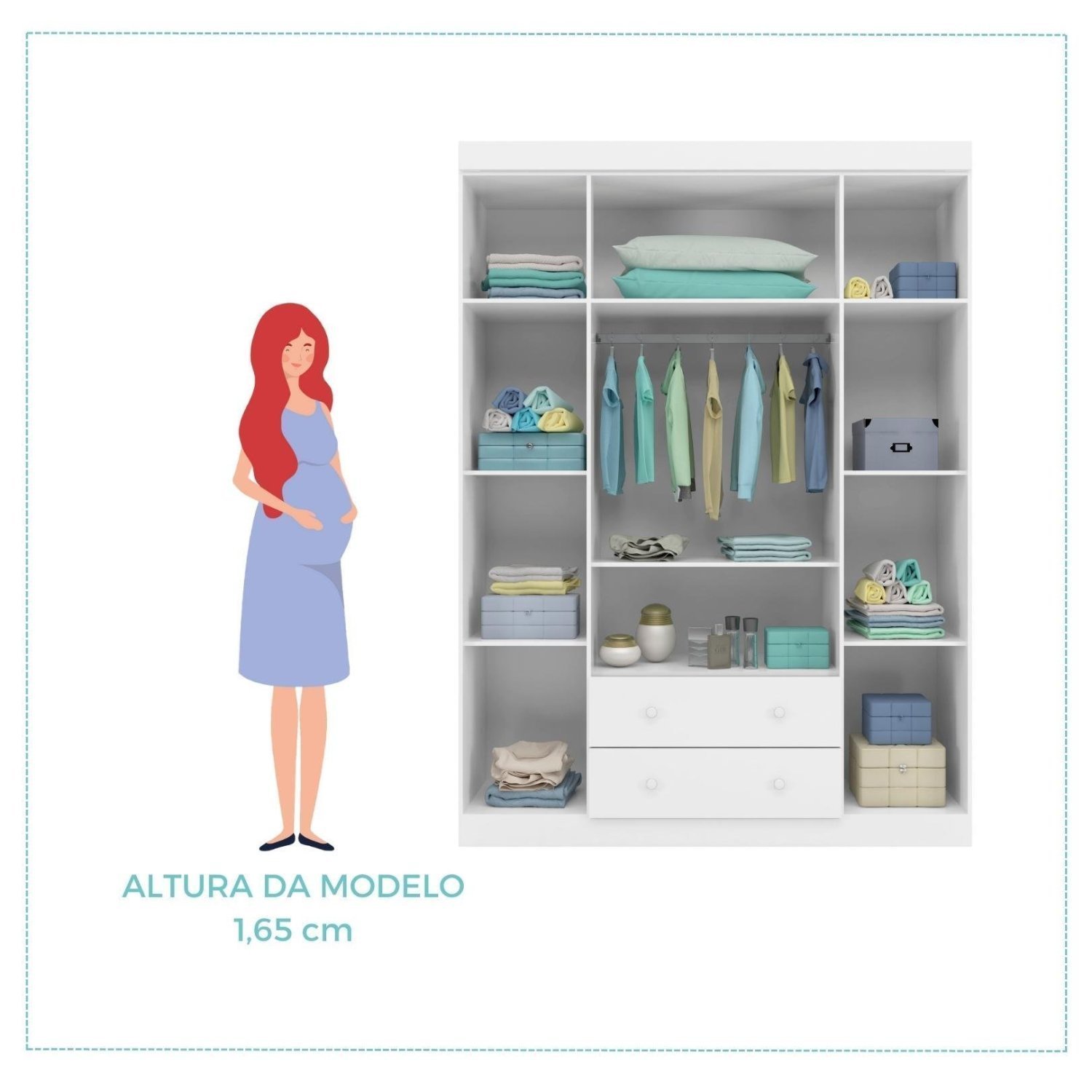 Quarto Infantil com Guarda Roupas e Cômoda Lívia Phoenix Baby - 7