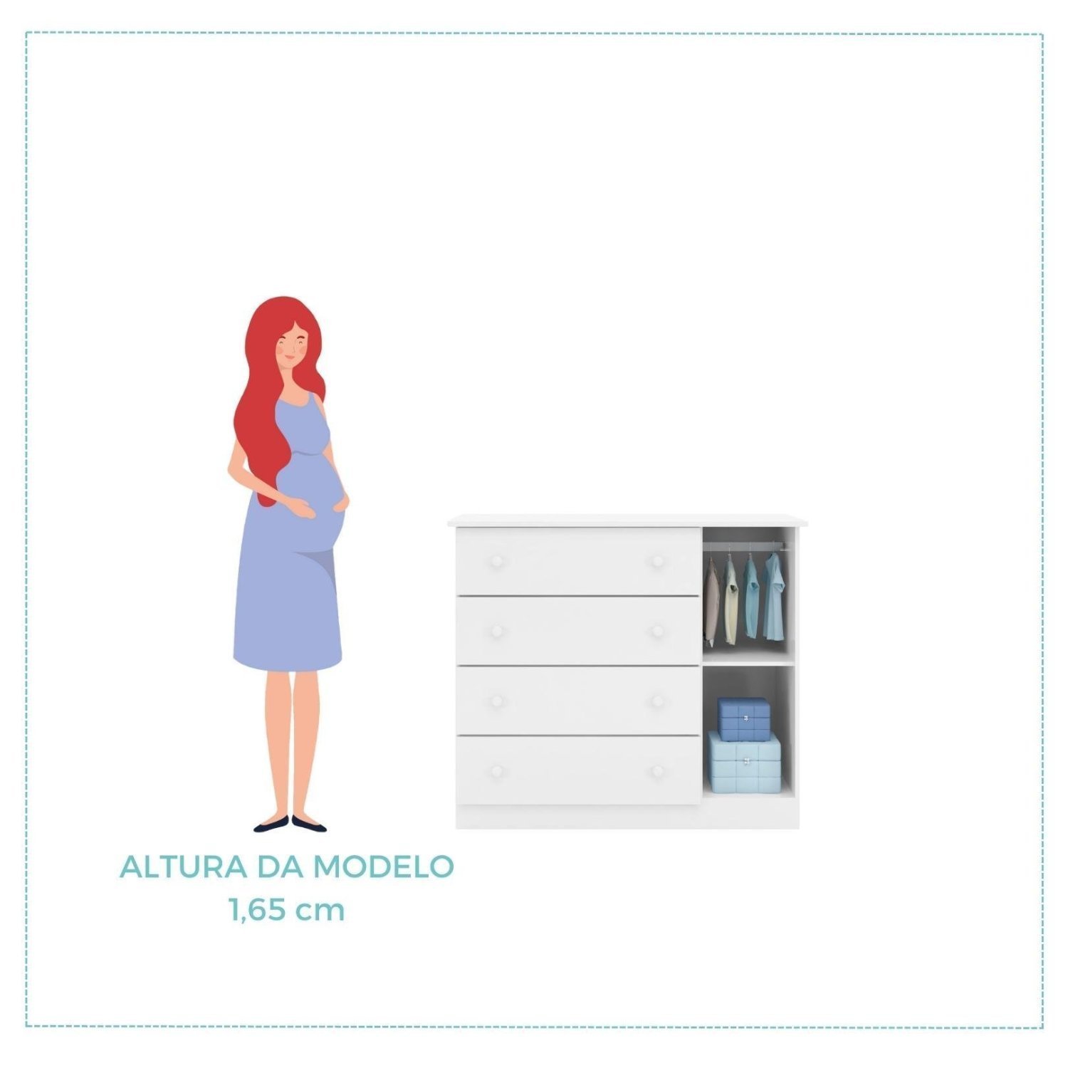 Quarto Infantil com Guarda Roupas e Cômoda Lívia Phoenix Baby - 6