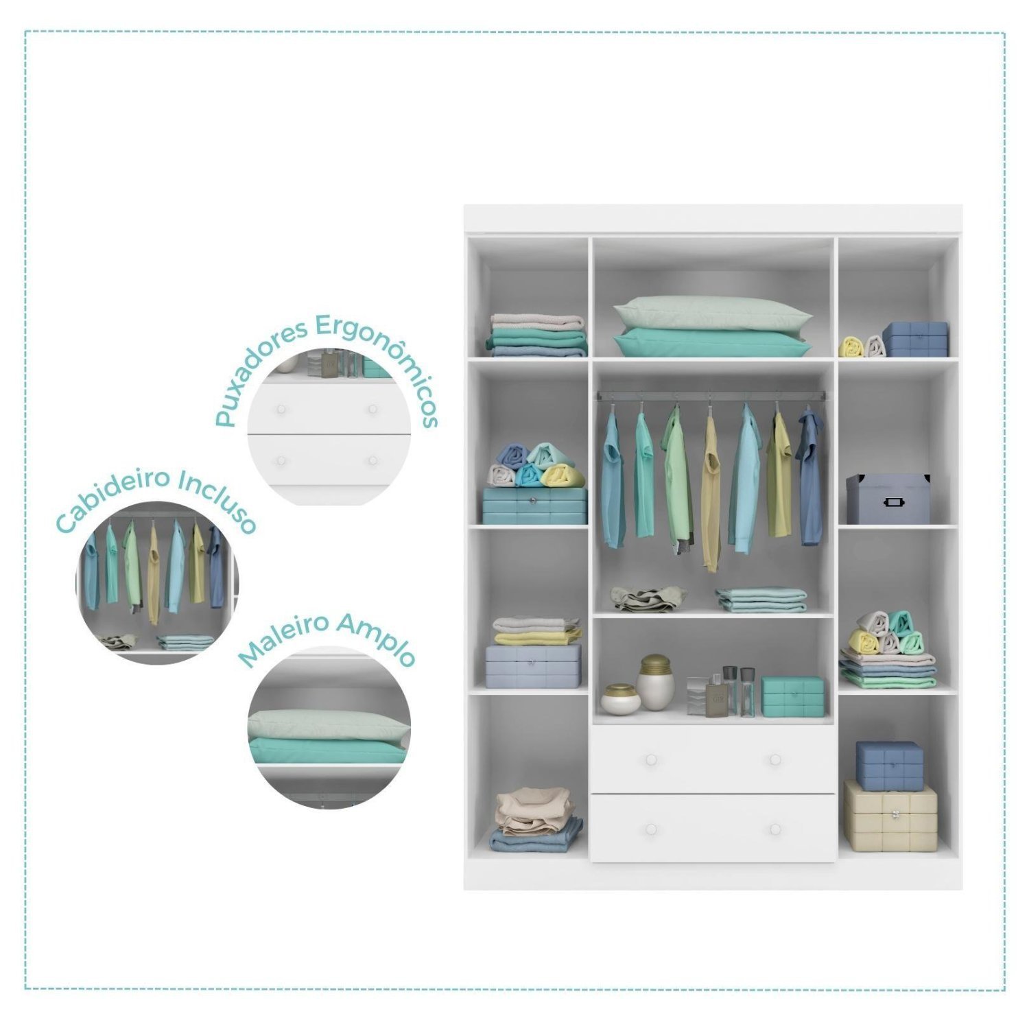 Quarto Infantil com Guarda Roupas e Cômoda Lívia Phoenix Baby - 9
