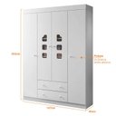 Ver imagem 3 de Quarto Infantil Guarda-Roupa 4 Portas e Cômoda 4 Gavetas 100% MDF Lívia Branco