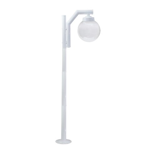 Poste de Jardim P23/1 com Globo de Vidro Transparente 15x30 2,16m em Aço Fosfatizado Branco