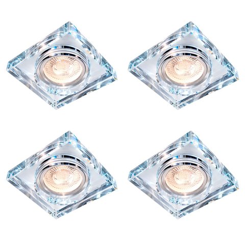 4 Spot Cristal Quadrado Embutir Espelhado Gu10 Mr16 Ac593