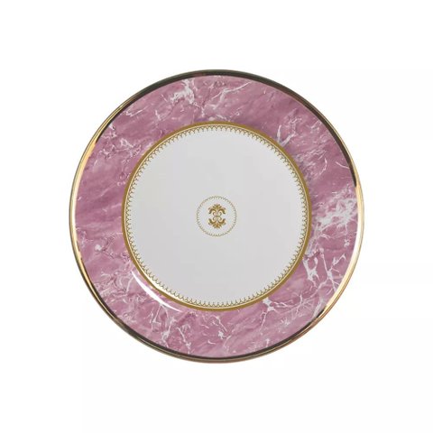 Conjunto com 6 Pratos de Sobremesa Marble Rosa Ø21cm Alleanza Cerâmica
