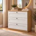 Ver imagem 1 de Cômoda Infinity 100% MDF 3 Gavetas Provençais Americana Branco/Savana