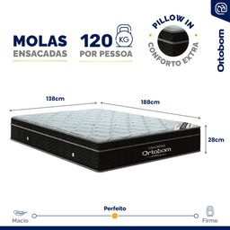 Colchão de Molas Ensacadas Ortobom Elegante Super Pillow In Casal 138cm - 3