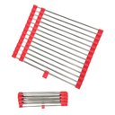 Ver imagem 1 de Escorredor Esteira Extensivo Inox Silicone Louça Pia Cuba Prato Panela Cozinha Multiuso Utensilio Pr