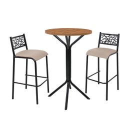 Conjunto Bistrô Dani 2 Banquetas e Mesa Tampo BP Redondo  - 2