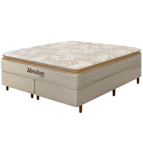 Cama Box + Colchão King Size Mendoza Molas Ensacadas Pillow Top 193x203x71cm - Extra Macio