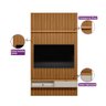 Painel para TV até 75 Polegadas Ripado Modular 140cm 1 Nicho 1 Prateleira Linea - 5