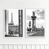 Kit 2 Quadros Decorativos Fotografias Paris Pb 33x24cm - com Vidro:moldura Branca - 1