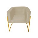Ver imagem 3 de Kit 6 Poltronas Decorativa Sala de Estar Base de Ferro Dourada Veludo Bege