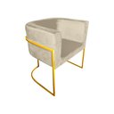 Ver imagem 2 de Kit 6 Poltronas Decorativa Sala de Estar Base de Ferro Dourada Veludo Bege