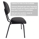 Ver imagem 5 de Kit 2 Cadeiras Fixas Preto Secretaria Fixa Pé Palito Estofado em Couro Sintético