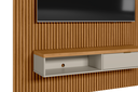 Ver imagem 4 de Painel Ripado para TV até 75 Polegadas MDF 180CMX250CM Modular 1 Nicho 1 Prateleira Marrom
