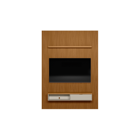Painel Ripado para TV até 75 Polegadas MDF 180cmx250cm Modular 1 Nicho 1 Prateleira