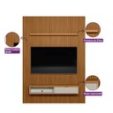 Ver imagem 6 de Painel Ripado para TV até 75 Polegadas MDF 180CMX250CM Modular 1 Nicho 1 Prateleira Marrom