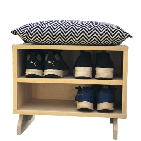Sapateira Puff chevron preto e branco