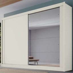 Guarda-roupa Casal Creta 2 Portas 4 Gavetas 100% Mdf Off White/amendoa - Europa Móveis - 1