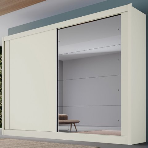 Guarda-roupa Casal Creta 2 Portas 4 Gavetas 100% Mdf Off White/amendoa - Europa Móveis
