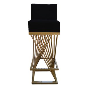 Banqueta Luma Base de Ferro Sued Preto - D'classe Decor