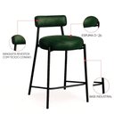 Ver imagem 4 de Banqueta Cozinha Média com Encosto Industrial Preto Londres PU Verde D03 - D'Rossi