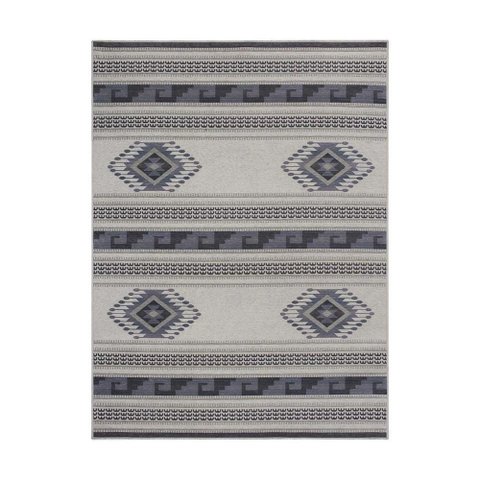 Tapete Sala e Quarto Funcional Modelo Asteca - Tamanho 150 X 200 Cm - Cor Cinza - J Serrano