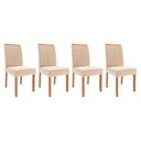 Ver imagem 1 de Kit 4 Cadeiras Sala Jantar Clarice 4 Un Madeirado/suede Nude Bege - Cimol