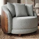Ver imagem 2 de Poltrona Decorativa Maya Pes Madeira Boucle e Courino Tce 1018 Tcs 727 Moll