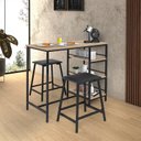 Ver imagem 3 de Conjunto Bancada Gourmet 2 Banquetas Stilo Preto/Carvalho Montreal