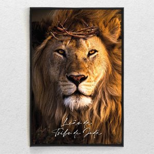 Quadro Decorativo Leão da Tribo de Judá Com Moldura e Sem Vidro 100x160