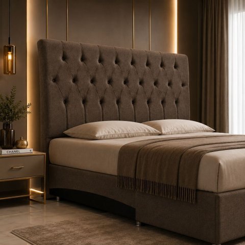 Cabeceira Cama Box Queen 160 Paris Capitonê Estofada Veludo:Marrom