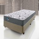 Ver imagem 2 de Cama Box Solteiro 88x188 cm Courino Linho Bege com Colchão Mola Ensacada