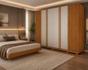 Ver imagem 1 de Guarda Roupa Casal Grande Mdf Ripado 6 Portas Premium- Arbo
