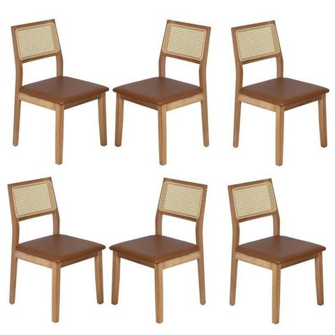 Kit 6 Cadeiras para Sala de Jantar com Encosto em Tela Nia Yescasa