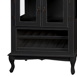 Adega Colonial de Madeira com 2 Portas para até 12 Garrafas - Preto com Tampo Castanho Envelhecido - 3